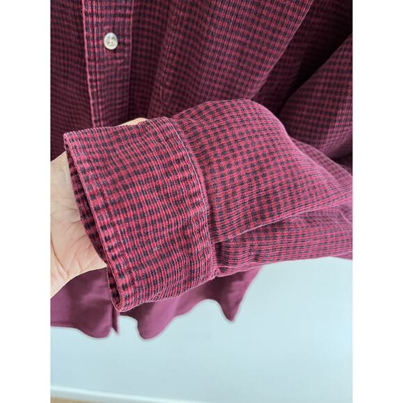 Eddie Bauer Mens L Cotton Corduroy Checked Shirt Button Up Casual Fall/Winter - Picture 2 of 6